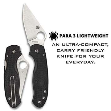 Spyderco Para 3 Lightweight Signature Folding Utility Pocket Knife with 2.92" Stainless Steel Blade and FRN Handle - Everyday Carry - PlainEdge - C223PBK