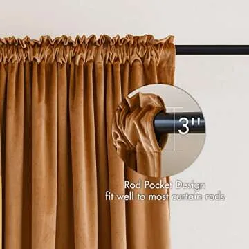 MIULEE Gold Brown Velvet Curtains Thermal Insulated Blackout Curtain Fall Drapes for Bedroom Living ...