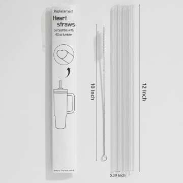 The best MOON 12 Inch Reusable Plastic Heart Straws for Stanley Cup 40 oz & 30 oz Tumbler Accessories Cute Clear Extra Long Replacement straw 4-Pack with brush Valentines Galentines day Gifts
