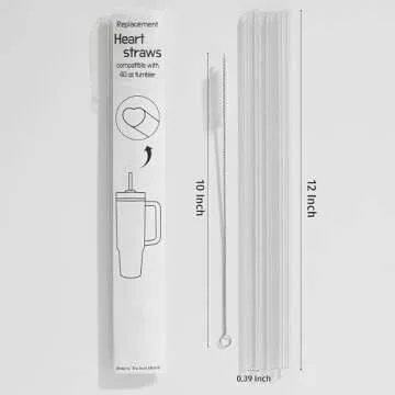 The best MOON 12 Inch Reusable Plastic Heart Straws for Stanley Cup 40 oz & 30 oz Tumbler Accessories Cute Clear Extra Long Replacement straw 4-Pack with brush Valentines Galentines day Gifts