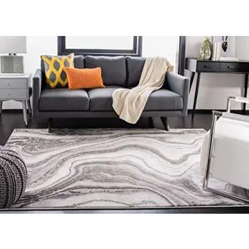 SAFAVIEH Craft Collection Accent Rug - 4' x 6', Grey & Silver, Modern Abstract Design, Non-Shedding ...