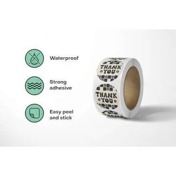 Cute Thank You Stickers (500 Count) Thank You for Supporting My Small Business Stickers 1.5” Round Waterproof Stickers Small Business Supplies Thank You Sticker Rolls - Daisy Check