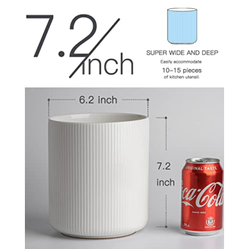 White Ceramic Kitchen Utensil Holder with Cork Mat