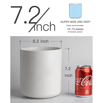 White Ceramic Kitchen Utensil Holder with Cork Mat