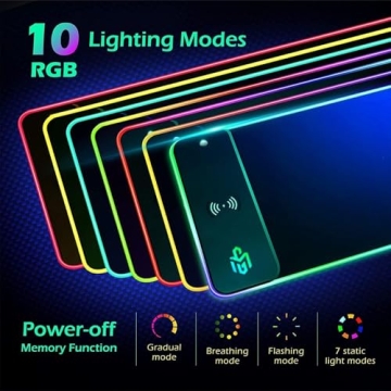 GIM Wireless RGB Gaming Mouse Pad 15W Fast Charge 10 LED Modes