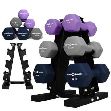 Fitness Republic Solid Steel Dumbbell Rack Holder, A-Frame Dumbbell Storage Racks, dumbbells tower f...