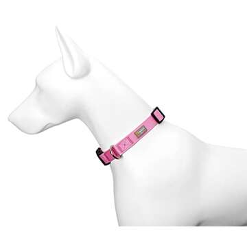 PENSEEPET Pink Dog Collar Basic Adjustable Dog Collars for Puppy Small Medium Large Dogs Girls with Breathable Quick Release Nylon Pet Collar