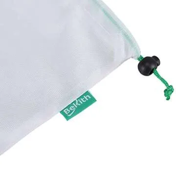 Bekith 15 Pack Premium Reusable Produce Bags, Net Bags for Grocery Shopping & Storage of Fruit Vegetable & Garden Produce