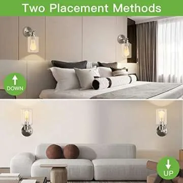 Kimjo Bathroom Wall Sconce, 1 Light Bathroom Vanity Light Brushed Nickel, Modern Wall Light Fixtures with Glass Shade, Industrial Wall Sconce Lighting for Bedroom Kitchen Hallway Farmhouse Wall Lamp