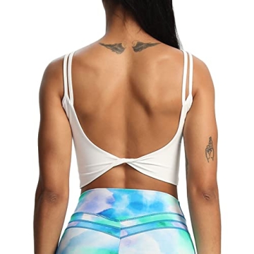 Aoxjox Women's Padded Backless Yoga Crop Top
