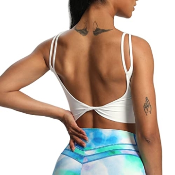 Aoxjox Women's Padded Backless Yoga Crop Top
