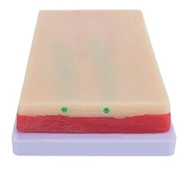Venipuncture IV Injection Training Pad Model, Silicone Human Skin Suture Training Model, Injection Practice Pad, 4 Veins Imbedded, 3 Skin Layers(7.1" x 4" x 1.1")