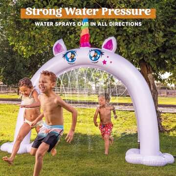 Sloosh Inflatable Sprinkler for Kids, 82"×65” Kid Water Sprinkler Arch, Unicorn Sprinkler for Kid...