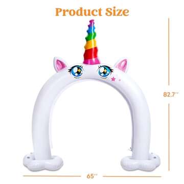 Sloosh Inflatable Sprinkler for Kids, 82"×65” Kid Water Sprinkler Arch, Unicorn Sprinkler for Kids Outdoor Play, Toddler Sprinkler for Summer Water Party Backyard Outside Games Activities