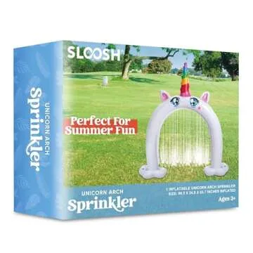 Sloosh Inflatable Sprinkler for Kids, 82"×65” Kid Water Sprinkler Arch, Unicorn Sprinkler for Kids Outdoor Play, Toddler Sprinkler for Summer Water Party Backyard Outside Games Activities