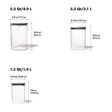 OXO Good Grips Round POP 2.0 - 3 Piece Graduated Set (1.5, 3.3, 5.2 qt included), White