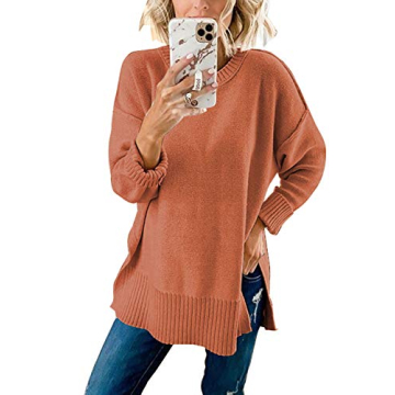 MEROKEETY Women's Fall Casual Side Split Pullover Sweater