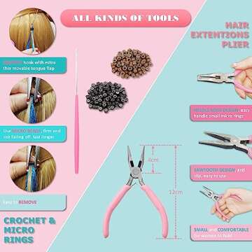 Sapphire Blue Hair Tinsel Kit 48 Inches 1200 Strands with Tools and Instruction Easy to Install Fairy Glitter Tinsel Hair Extensions for Women and Girls，Shinny Sparkling Braiding Hair Accessories