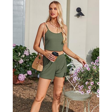 Ekouaer Women's 3 Piece Waffle Knit Lounge Set