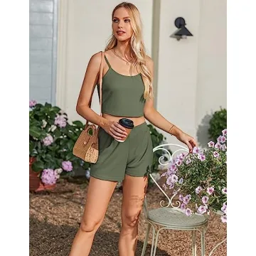 Ekouaer Women's 3 Piece Waffle Knit Lounge Set