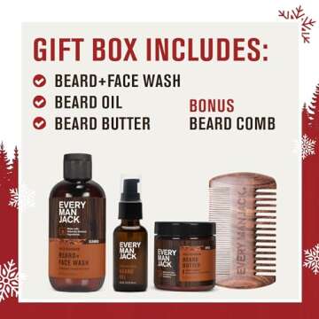 Every Man Jack Men's Aged Bourbon Beard Kit - Ultimate Grooming Gift Set