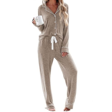 Ekouaer Women's Cute Long Sleeve Pajamas Set for Cozy Nights