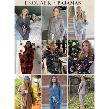 Ekouaer Cute Long Sleeve Sleepwear Pajama Set for Women