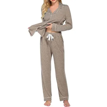 Ekouaer Cute Long Sleeve Sleepwear Pajama Set for Women
