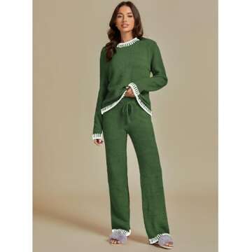 luvamia Lounge Sets For Women Fuzzy Two Piece Pants Set For Women Sweater Set Women Lounge Set Lounge Sets For Women 2 Piece Fuzzy Lounge Set Women Vineyard Green Size Large Fits Size 12 Size 14