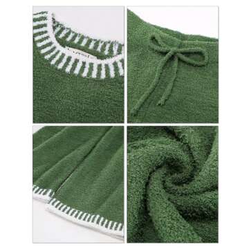 luvamia Lounge Sets For Women Fuzzy Two Piece Pants Set For Women Sweater Set Women Lounge Set Lounge Sets For Women 2 Piece Fuzzy Lounge Set Women Vineyard Green Size Large Fits Size 12 Size 14