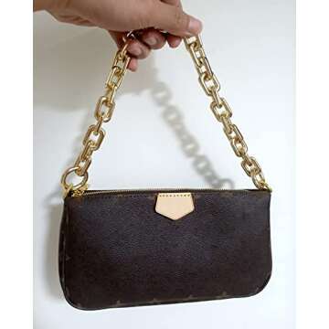 TOURDREAM Heavy Chunky Bag Chain Metal Purse Handle Handbag Shoulder Strap Replacement Dumpling Cloud Pouch Chain (Shoulder - 23 Inch, Light Gold)