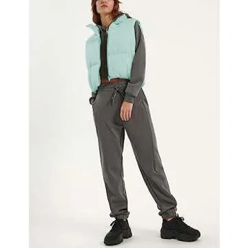 Athlisan Womens Cropped Puffer Vest Zip Up Stand Collar Lightweight Sleeveless Padded Gilet with Pockets(Mintgreen-M)