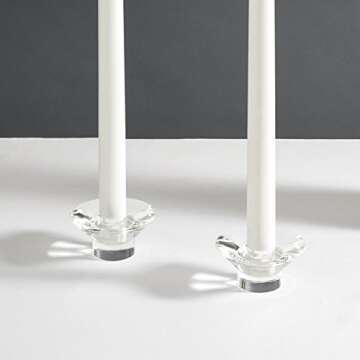 Glass Taper Candle Holders, Set of 2, Round, 1.5" Height, Fits ALL Standard Size Candlesticks