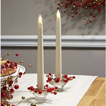 Glass Taper Candle Holders, Set of 2, Round, 1.5" Height, Fits ALL Standard Size Candlesticks