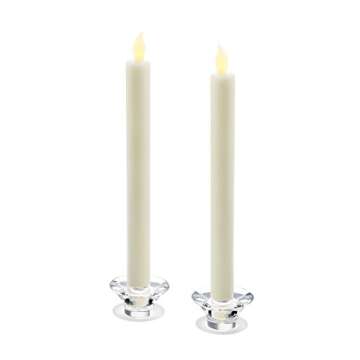 Glass Taper Candle Holders, Set of 2, Round, 1.5" Height, Fits ALL Standard Size Candlesticks