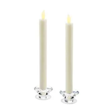 Glass Taper Candle Holders, Set of 2, Round, 1.5" Height, Fits ALL Standard Size Candlesticks