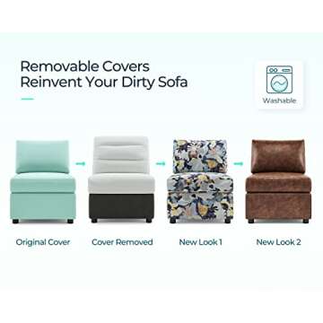 LINSY HOME Sofa Couch, Reversible Sectional Sofa with Storage, Modular Sofa with Chaise for Living Room, Teal
