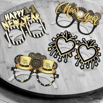 KatchOn Happy New Year Glasses 2025 - Pack of 12