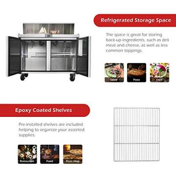 Atosa MSF8302GR 48" Sandwich Prep Table Refrigerator - 2-Door Durable Design for Commercial Use