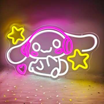 Anime Neon Sign Anime Neon Light Up Signs for Wall Decor Cartoon LED Signs for Bedroom Girls Room Home Cute Neon Wall Signs Decoration Gifts for Kids Children