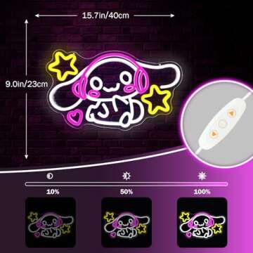 Anime Neon Sign Anime Neon Light Up Signs for Wall Decor Cartoon LED Signs for Bedroom Girls Room Home Cute Neon Wall Signs Decoration Gifts for Kids Children