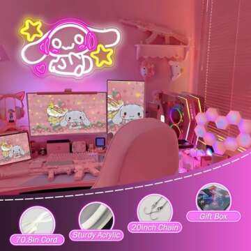 Anime Neon Sign Anime Neon Light Up Signs for Wall Decor Cartoon LED Signs for Bedroom Girls Room Home Cute Neon Wall Signs Decoration Gifts for Kids Children