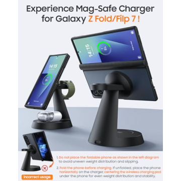 Magnetic Wireless Charger for Samsung, 3 in 1 Charging Station Compatible with MagSafe Samsung Charg...