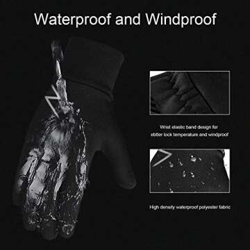 YukiniYa Kids Winter Gloves Back Water Repellent Touchscreen Warm Fleece Anti-slip for Boys Girls 3-...