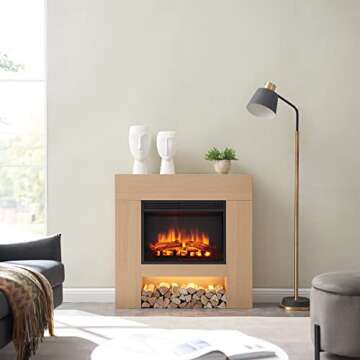 LegendFlame® Georgia Electric Fireplace with 37" Mantel Surround and Jaden 23" Insert, Natural Oak Finish