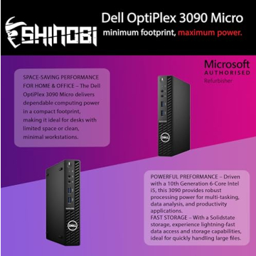 Dell 3090 OptiPlex Mini PC | Intel Core i5-10500T | 1TB NVMe | 32GB RAM | Built in AX210 Wi-Fi BT | ...