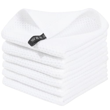 Homaxy 100% Cotton Waffle Weave Kitchen Dish Cloths, Ultra Soft Absorbent Quick Drying Dish Towels, ...