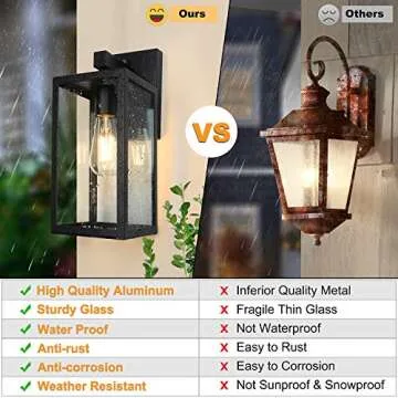 SHINE HAI Dusk to Dawn Outdoor Wall Lantern, Exterior Wall Sconce Fixture with E26 Base, Waterproof Wall Mount Light, Outdoor Lantern for Porch 2 Pack