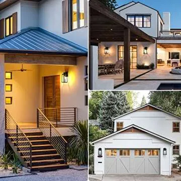 SHINE HAI Dusk to Dawn Outdoor Wall Lantern, Exterior Wall Sconce Fixture with E26 Base, Waterproof Wall Mount Light, Outdoor Lantern for Porch 2 Pack