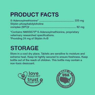 Nutramax Denamarin Liver Health Supplement for Dogs, With S-Adenosylmethionine (SAMe) and Silybin, 30 Chewable Tablets